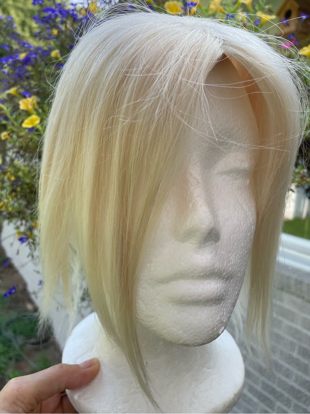 NWT 11-12”100% human REMY hair #60#613 vanilla blonde cream topper HANDTIED SILK - Picture 11 of 12